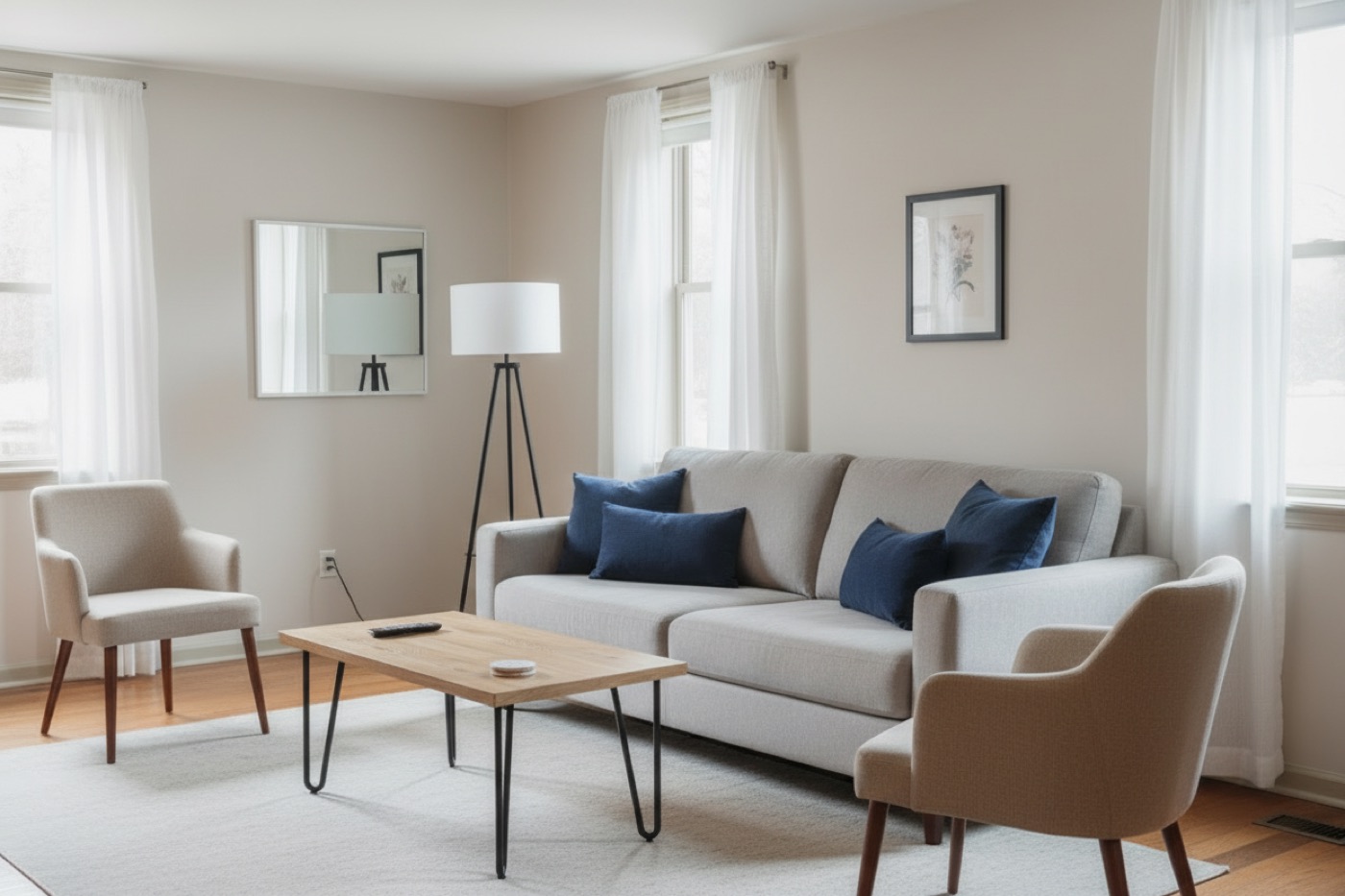 Furnished living room before redesign